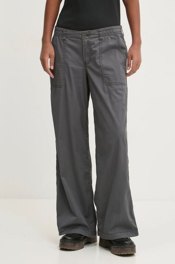 Hollister Co. Hlače Hollister Co. za žene, boja: siva, široke, srednje visoki struk, KI356-4179