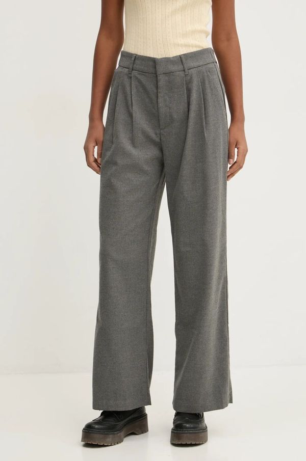 Hollister Co. Hlače Hollister Co. za žene, boja: siva, široke, visoki struk, KI356-4144