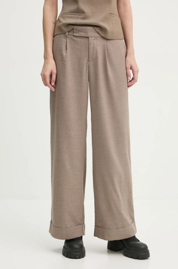 Hollister Co. Hlače Hollister Co. za žene, boja: smeđa, široke, srednje visoki struk, KI356-4207