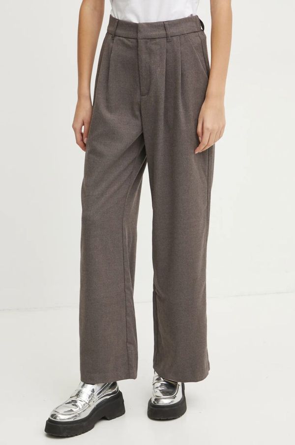 Hollister Co. Hlače Hollister Co. za žene, boja: smeđa, široke, visoki struk, KI356-4145