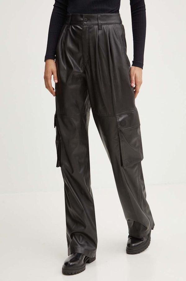 Hugo Blue Hlače Hugo Blue za žene, boja: crna, ravni kroj, visoki struk, 50528469