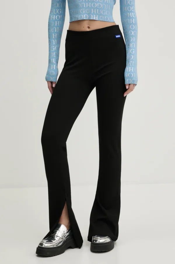 Hugo Blue Hlače Hugo Blue za žene, boja: crna, trapez, visoki struk, 50531189