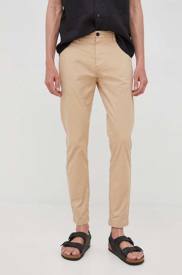 Hugo Hlače HUGO za muškarce, boja: bež, uski kroj, 50468314