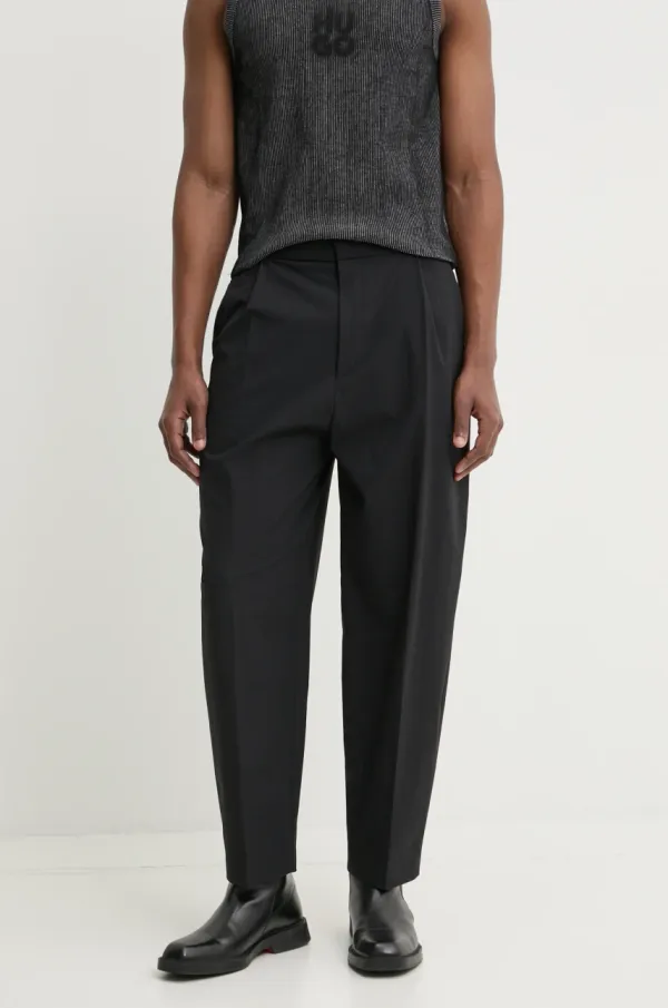 HUGO Hlače HUGO za muškarce, boja: crna, ravni kroj, 50532940