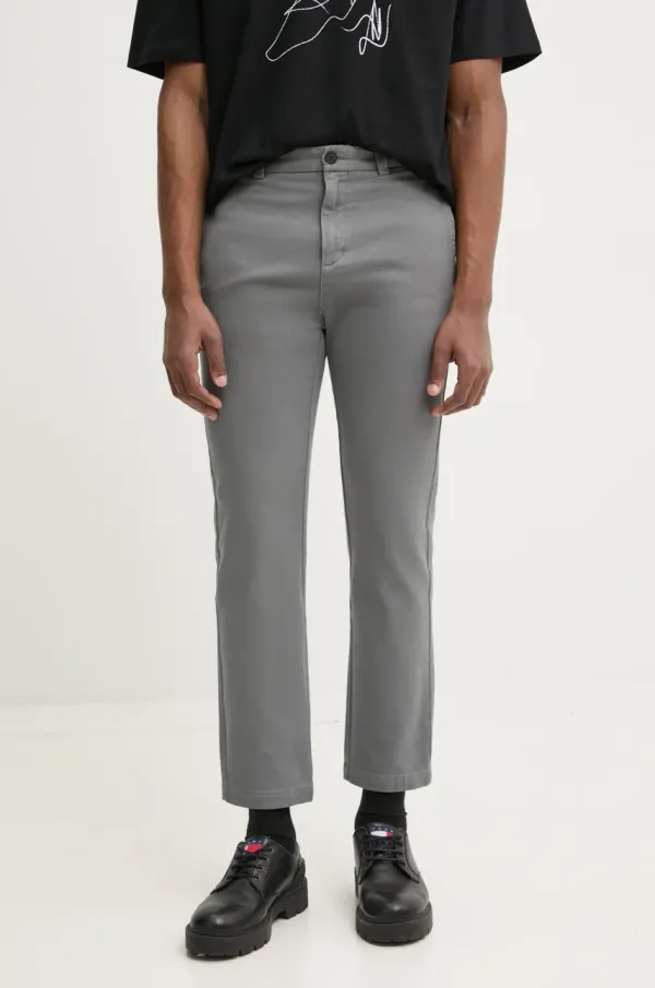 HUGO Hlače HUGO za muškarce, boja: siva, ravni kroj, 50533851