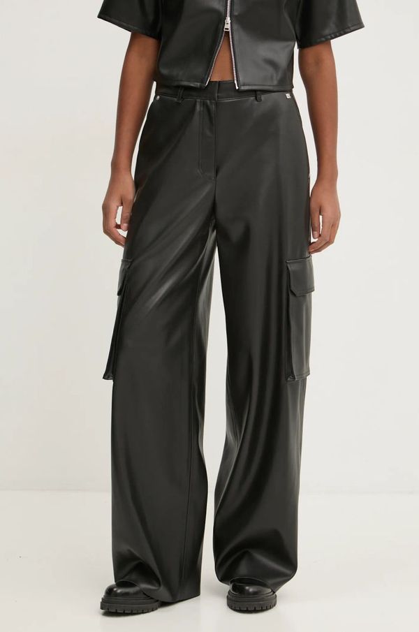 HUGO Hlače HUGO za žene, boja: crna, cargo kroj, visoki struk, 50534209