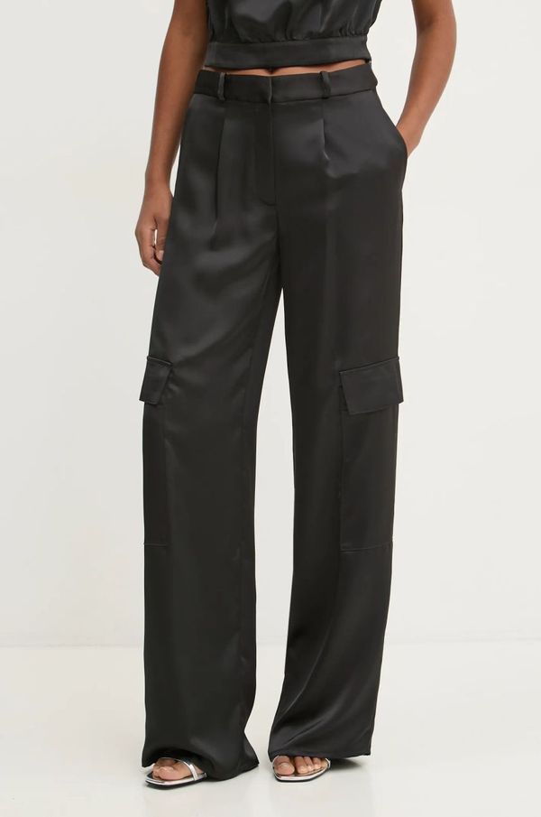 Hugo Hlače HUGO za žene, boja: crna, široke, visoki struk, 50530080