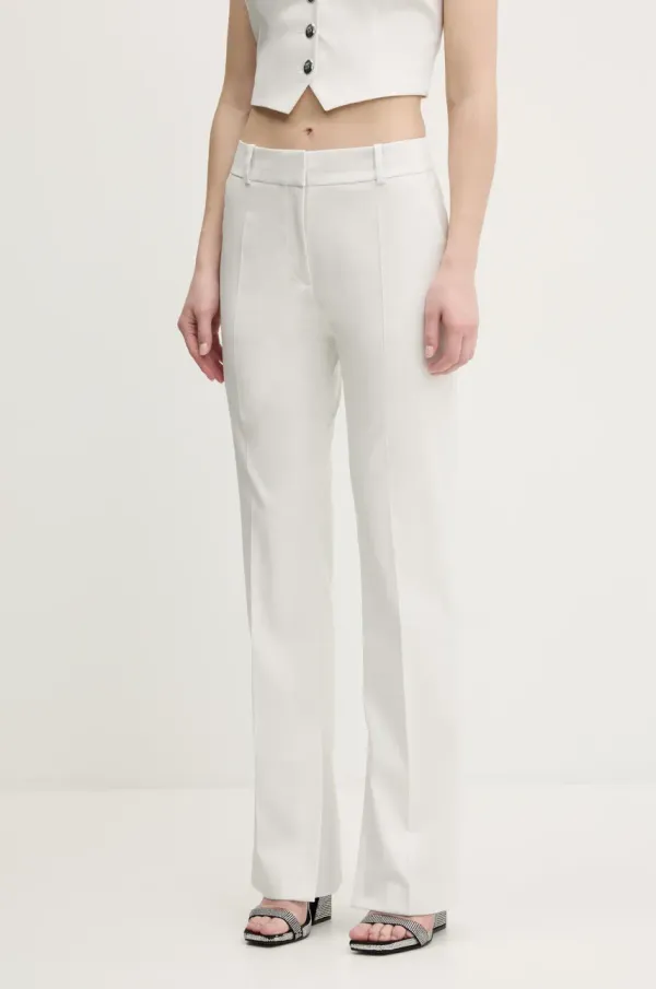 HUGO Hlače HUGO za žene, boja: siva, ravni kroj, visoki struk, 50537747