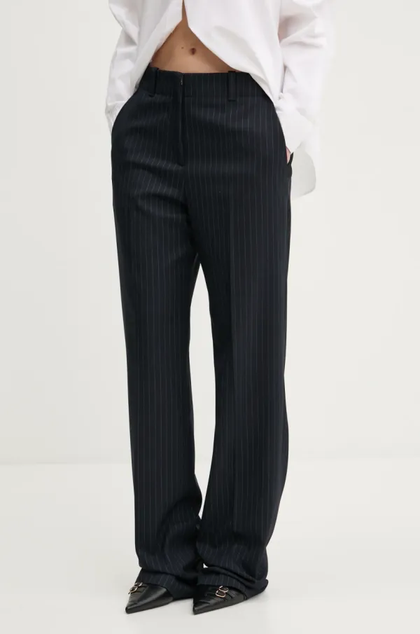 HUGO Hlače HUGO za žene, boja: tamno plava, široke, visoki struk, 50533954