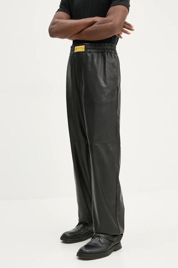 Iceberg Hlače Iceberg za muškarce, boja: crna, ravni kroj, B040 2803