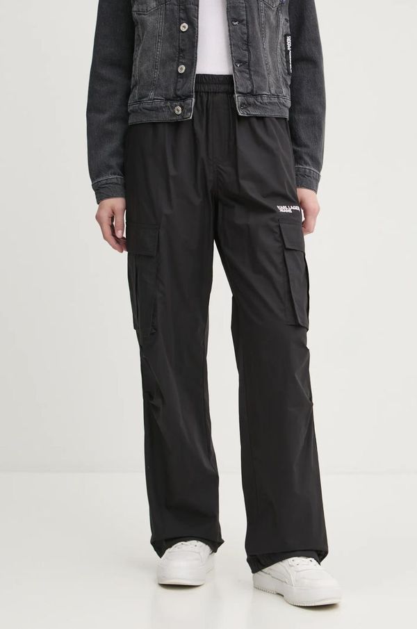 Karl Lagerfeld Jeans Hlače Karl Lagerfeld Jeans za žene, boja: crna, ravni kroj, visoki struk, A1W10062