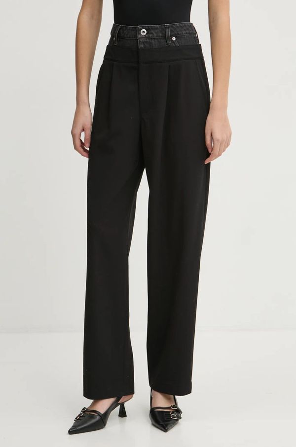 Karl Lagerfeld Jeans Hlače Karl Lagerfeld Jeans za žene, boja: crna, široke, visoki struk, A1W10061