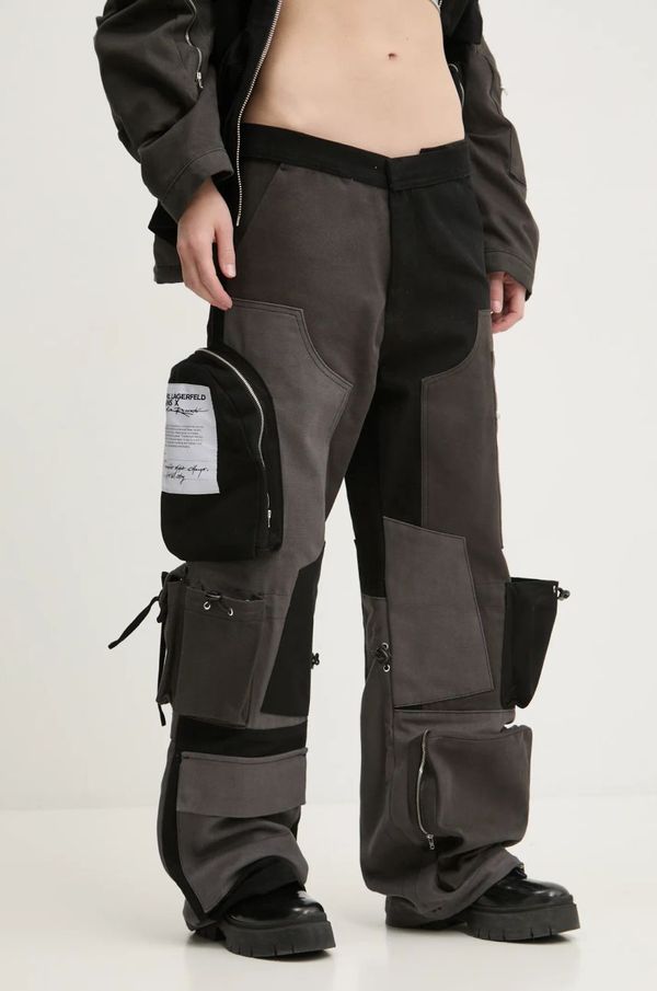 Karl Lagerfeld Jeans Hlače Karl Lagerfeld Jeans za žene, boja: crna, široke, visoki struk, A1W10139