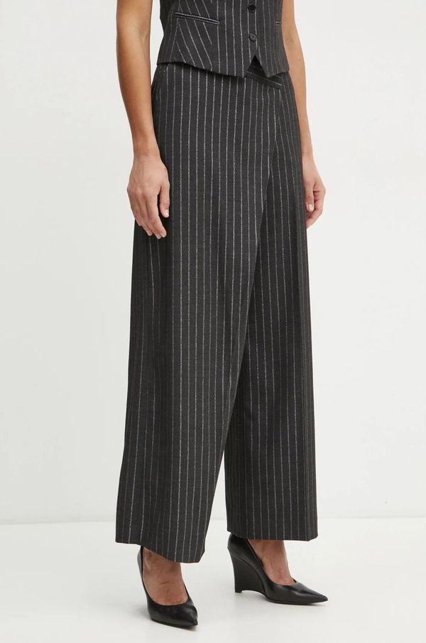 Karl Lagerfeld Hlače Karl Lagerfeld za žene, boja: siva, široke, visoki struk, A1W10081