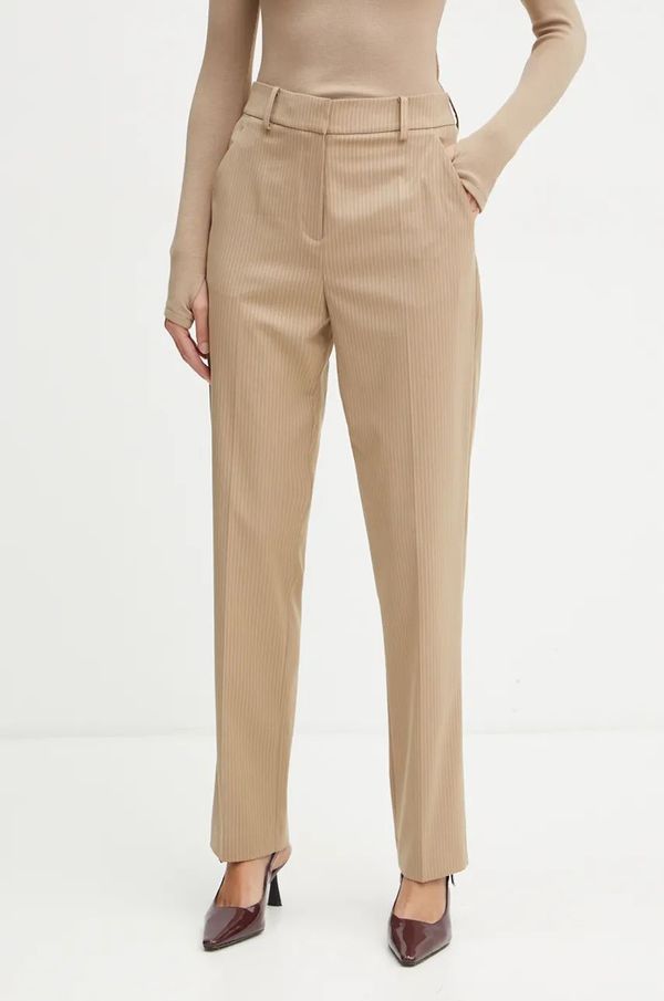 La Mania Hlače La Mania DANA za žene, boja: bež, ravni kroj, visoki struk, DANA