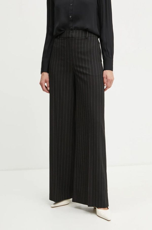 La Mania Hlače La Mania NIGHT za žene, boja: crna, široke, visoki struk, NIGHT