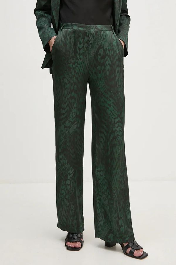 La Petite Française Hlače La Petite Française PFPALPITANT za žene, boja: zelena, ravni kroj, visoki struk, PFPALPITANT