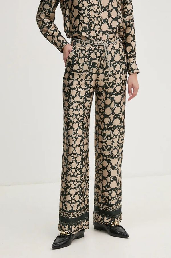 La Petite Française Hlače La Petite Française PFPARTAGE za žene, boja: zelena, ravni kroj, visoki struk, PFPARTAGE