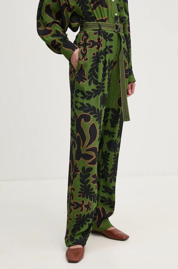 La Petite Française Hlače La Petite Française PFPONCTUEL za žene, boja: zelena, ravni kroj, visoki struk, PFPONCTUEL