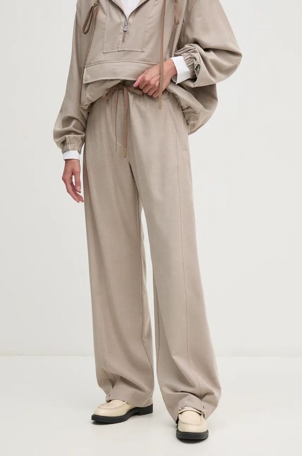 Lacoste Hlače Lacoste za žene, boja: bež, chinos kroj, visoki struk, HF4206