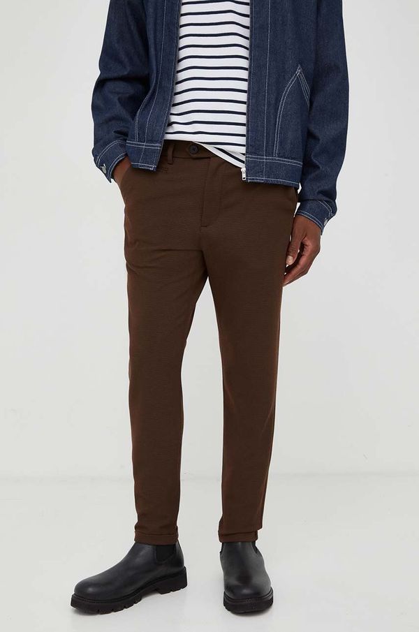 Les Deux Hlače Les Deux za muškarce, boja: smeđa, ravni kroj