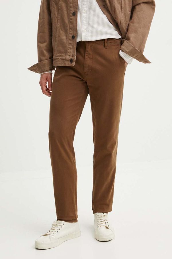 Levi's Hlače Levi's za muškarce, boja: smeđa, chinos kroj, 17196