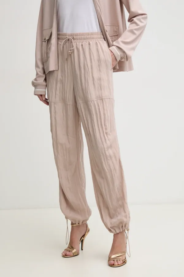 Liu Jo Hlače Liu Jo za žene, boja: bež, visoki struk, TA5127 T2921