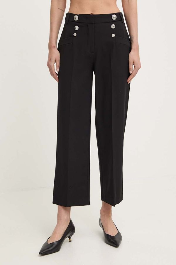 Liu Jo Hlače Liu Jo za žene, boja: crna, ravni kroj, visoki struk