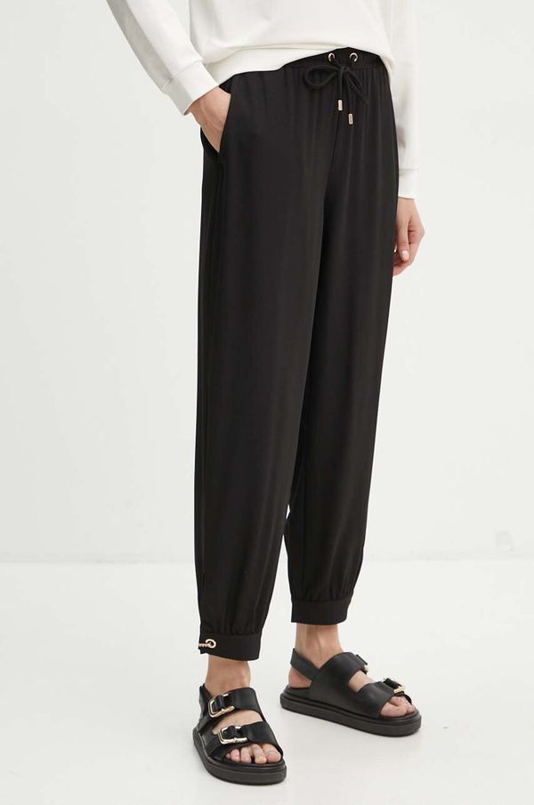 Liu Jo Hlače Liu Jo za žene, boja: crna, široke, visoki struk, TF4281 TS423