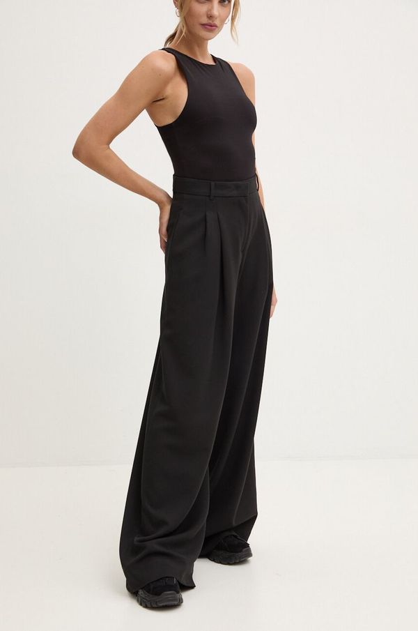 Liu Jo Hlače Liu Jo za žene, boja: crna, široke, visoki struk, WF4196 T4224