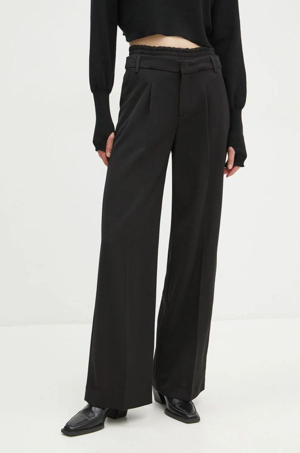 Liu Jo Hlače Liu Jo za žene, boja: crna, široke, visoki struk, WF4286 T4224