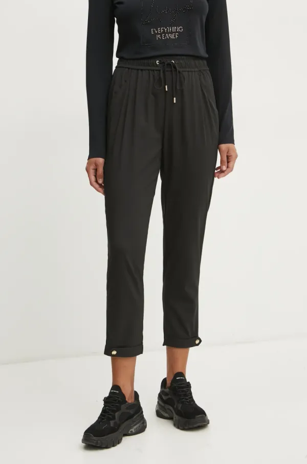 Liu Jo Hlače Liu Jo za žene, boja: crna, visoki struk, TA5144 TS922