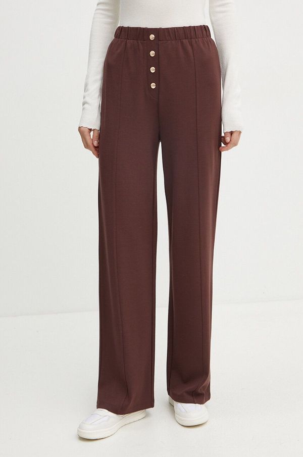 Liu Jo Hlače Liu Jo za žene, boja: smeđa, ravni kroj, visoki struk, TF4044 JS182