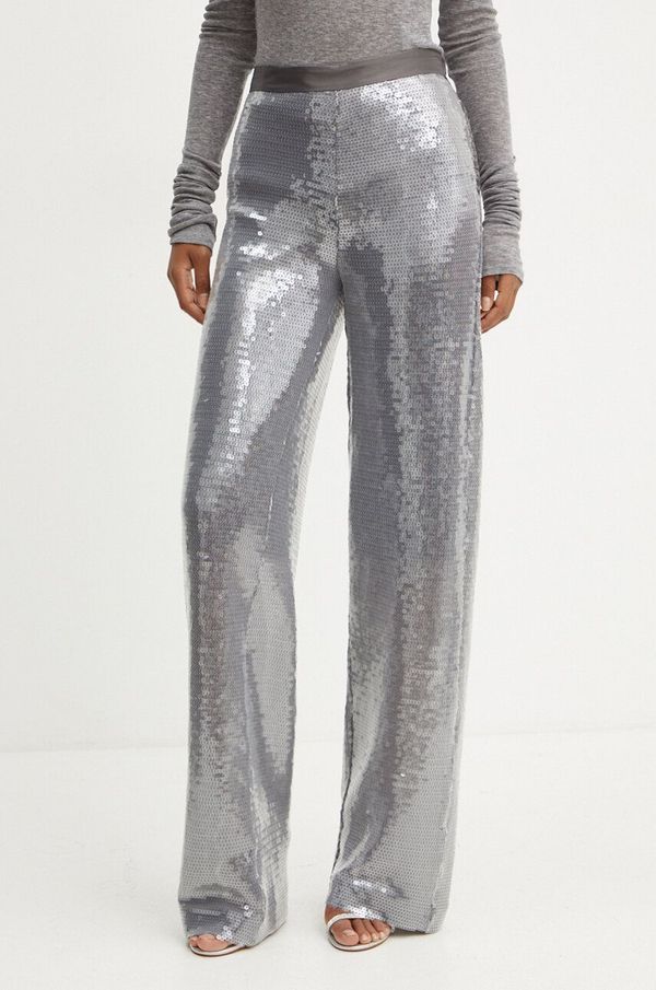 Liviana Conti Hlače Liviana Conti za žene, boja: siva, široke, visoki struk, L4WQ50