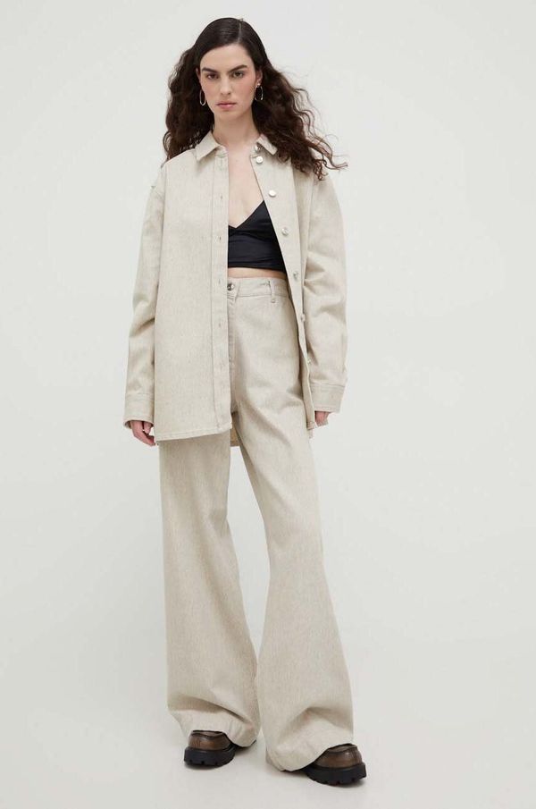 Lovechild Hlače Lovechild za žene, boja: bež, ravni kroj, visoki struk