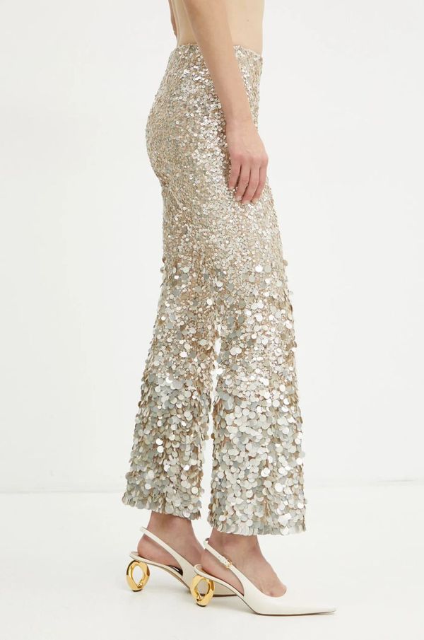 Luisa Spagnoli Hlače Luisa Spagnoli za žene, boja: bež, trapez, visoki struk, 541579