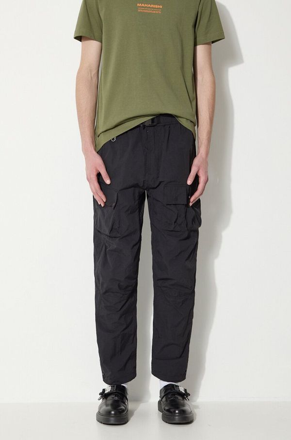 Maharishi Hlače Maharishi Veg Dyed Cargo Track Pants Japanese za muškarce, boja: crna, cargo kroj, 5040.BLACK