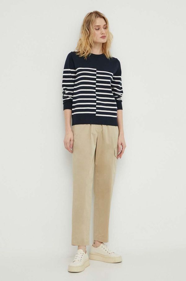 Marc O'Polo Hlače Marc O'Polo za žene, boja: bež, ravni kroj, visoki struk