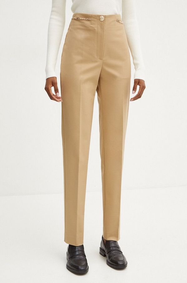 Marciano Guess Hlače Marciano Guess ALICE za žene, boja: bež, ravni kroj, visoki struk, 4YGB09 7124A
