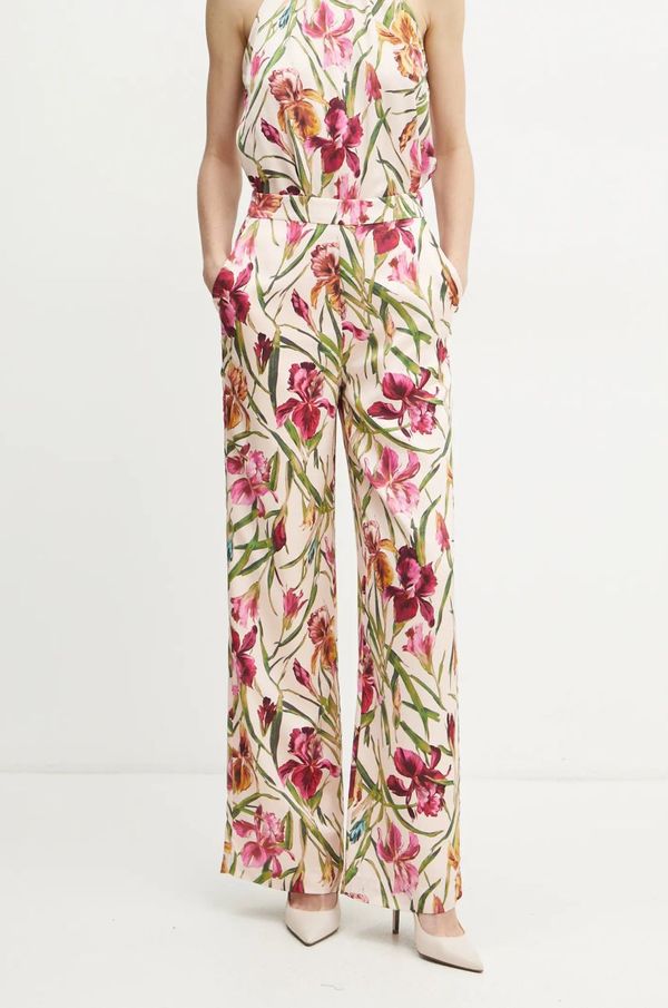 Marciano Guess Hlače Marciano Guess IRIS za žene, boja: bež, široke, visoki struk, 5RGB22 9917Z