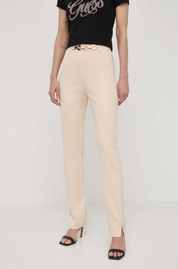 Marciano Guess Hlače Marciano Guess NORAH za žene, boja: bež, uski kroj, visoki struk, 4GGB13 7074A