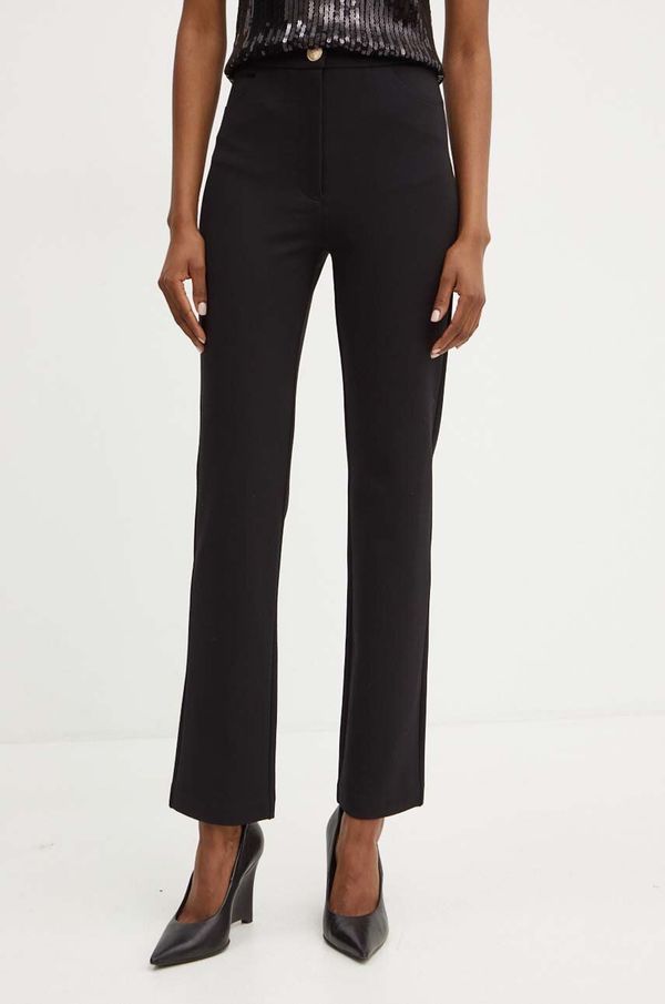 Marciano Guess Hlače Marciano Guess ODETTE za žene, boja: crna, ravni kroj, visoki struk, 4YGB07 6375Z