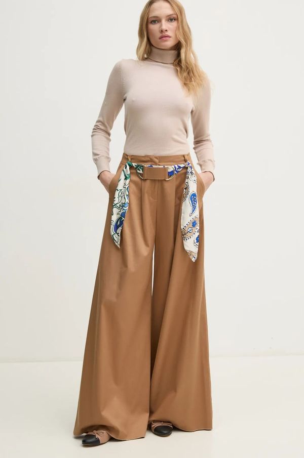 Marella Hlače Marella za žene, boja: bež, široke, visoki struk, 2423136021200