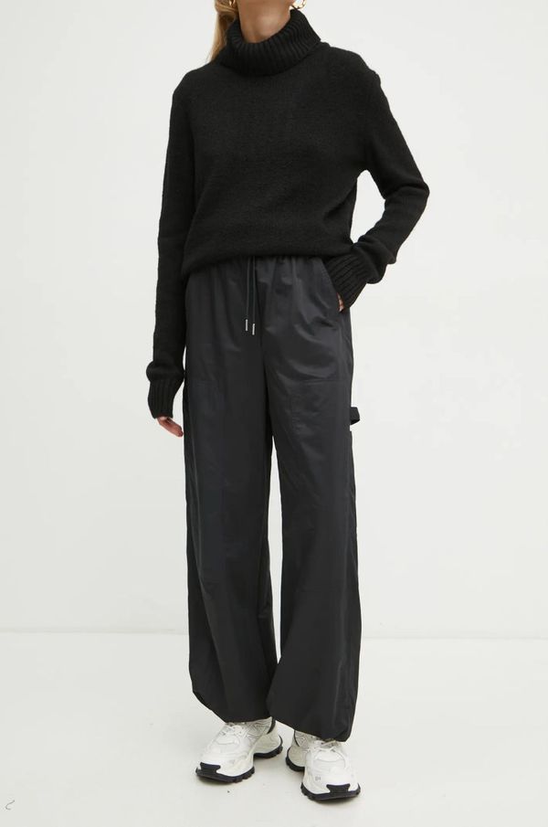 Marella Hlače Marella za žene, boja: crna, visoki struk, 2423136124200