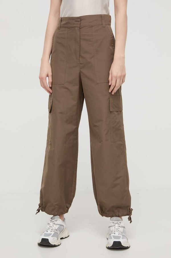 Marella Hlače Marella za žene, boja: zelena, široke, visoki struk