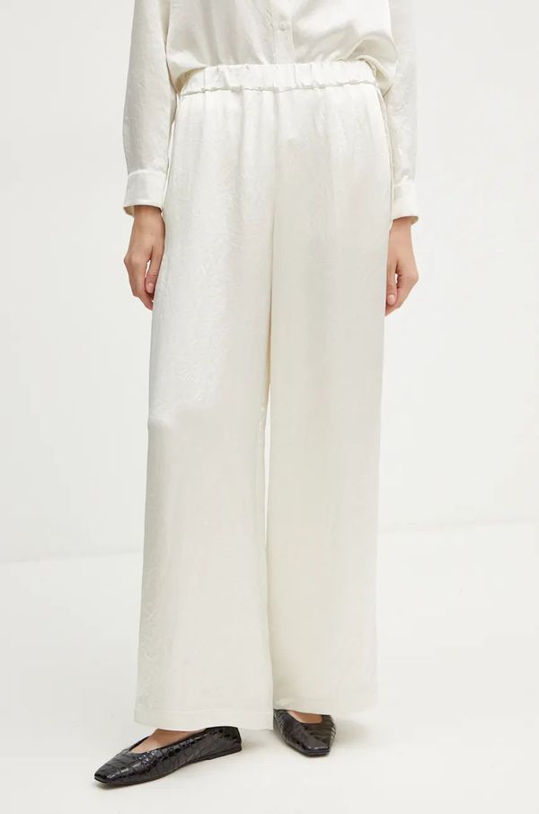 Max Mara Leisure Hlače Max Mara Leisure za žene, boja: bež, široke, visoki struk, 2426136018600