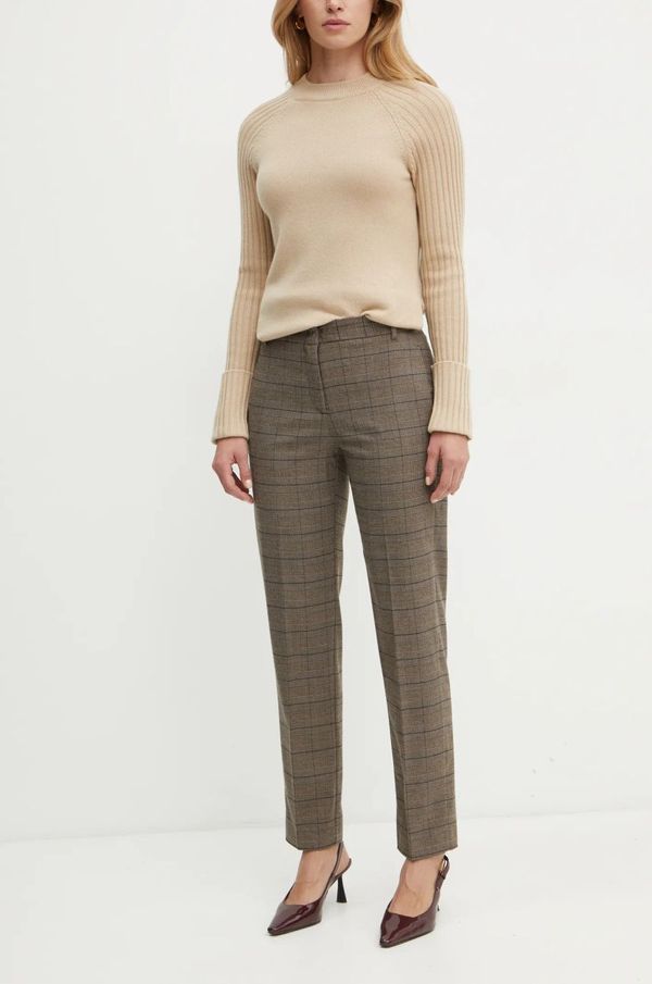 Max&Co. Hlače MAX&Co. za žene, boja: smeđa, kroj cigarette, srednje visoki struk, 2426136093200