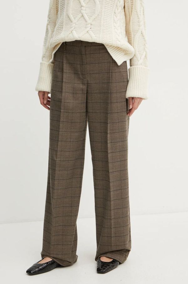 Max&Co. Hlače MAX&Co. za žene, boja: smeđa, ravni kroj, visoki struk, 2426136033200