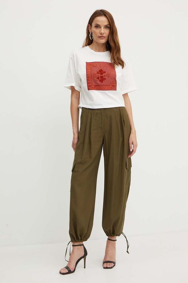 Max&Co. Hlače MAX&Co. za žene, boja: zelena, cargo kroj, visoki struk, 2416131072200