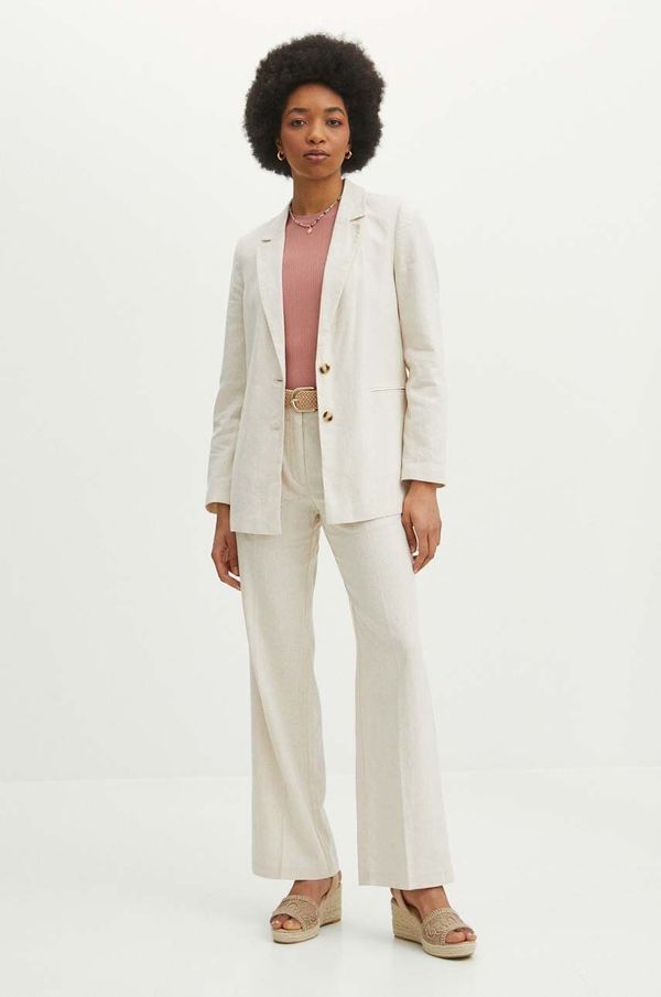 Medicine Hlače Medicine za žene, boja: bež, široke, visoki struk